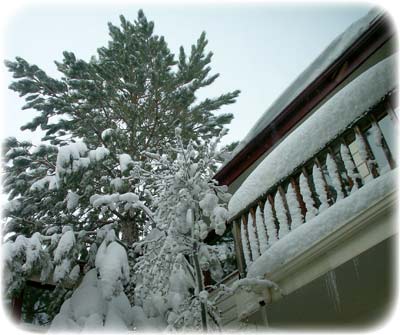 snow on the balcony