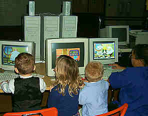the kids at the DDRC testing out the new machines